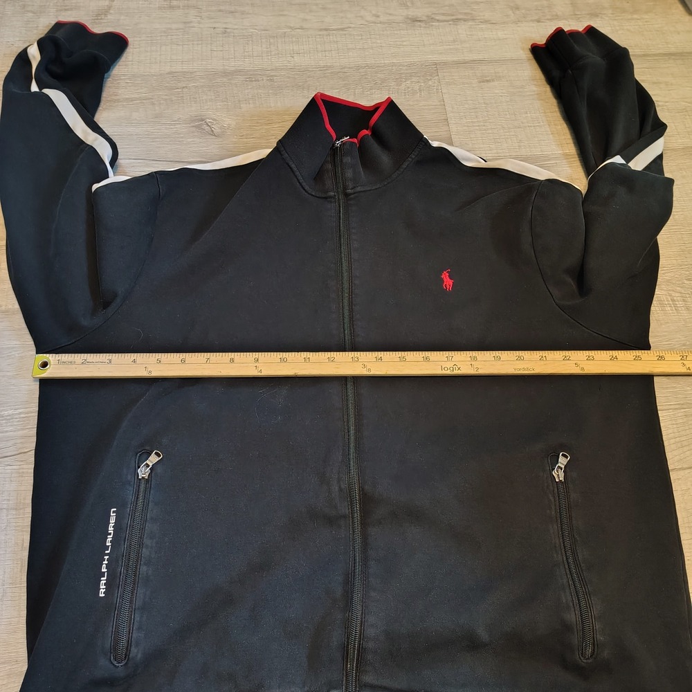 Polo Ralph Lauren Performance Mens XXL Black Red Track Jacket Full Zip Pony Logo - Picture 4 of 9